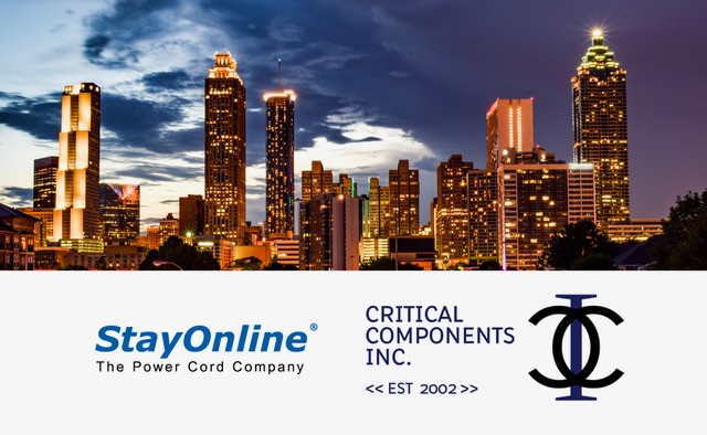 Graphic Showing City Skyline with StayOnline and CCI logos